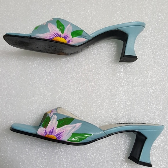 🎈CLAUDIA CIUTI🎈flowers print heels size 8.5M - Picture 5 of 8